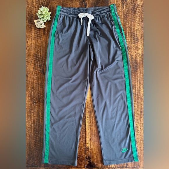 Nike | Y2K Gray Athletic/Track Pants witb Green Stripes, Size XL - Picture 1 of 7
